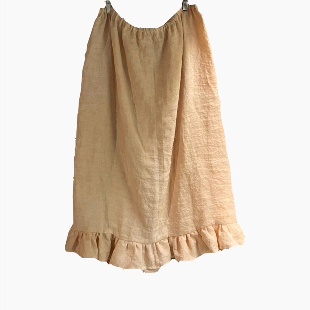 Peach linen Ruffle Hem Skirt